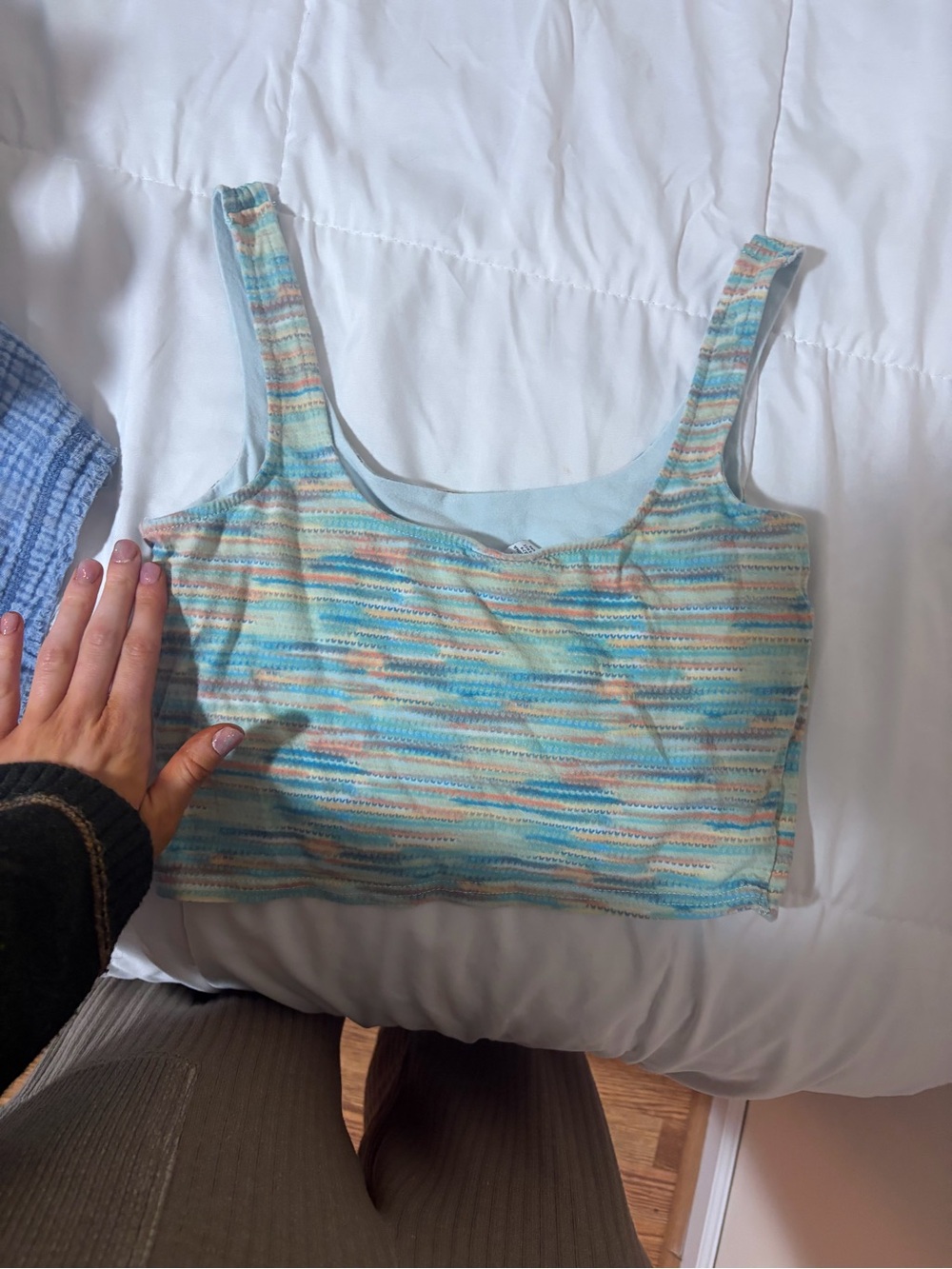 Rue21 Light Blue Multicolor Ribbed Crop Tank